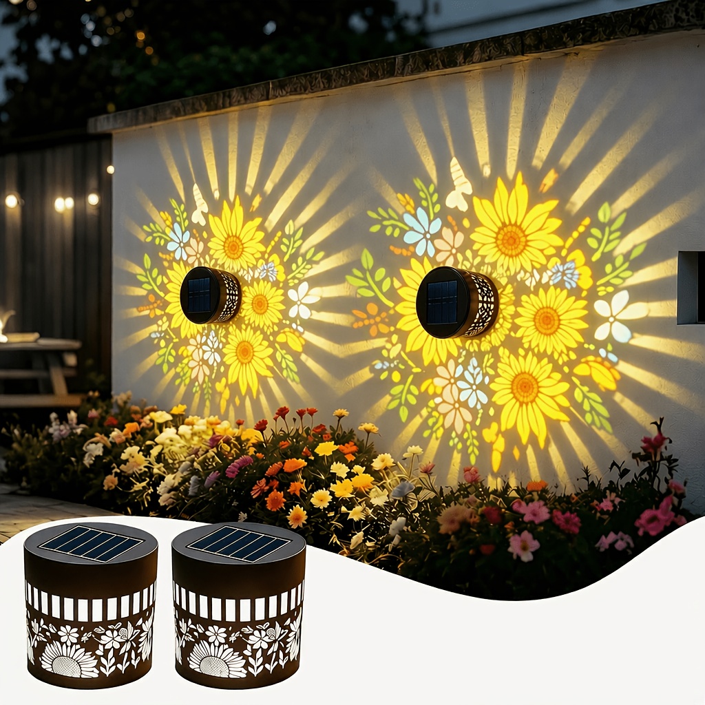 Solar Wall Sconce - Paquete de 2 luces solares para